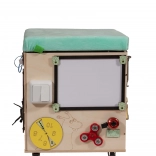 Cubo manipolativo Montessori 3 in 1 / sgabello con seduta e ruote