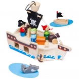 Nave pirata in legno con accessori di Bigjigs Toys