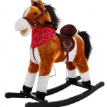 Cavallo a dondolo in peluche per bambini con funzioni interattive – marrone chiaro