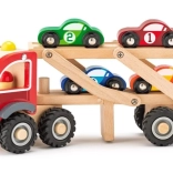 Bisarca in legno con 4 macchinine da corsa