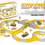 Set pista da corsa con veicoli da cantiere DIY, 255 pezzi