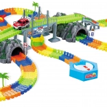 Pista da corsa Flexi con due tunnel e 2 auto