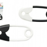 Sonaglio a forma di spilla da balia bianco e nero 12 cm