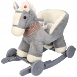 Cavalluccio a dondolo in peluche con seduta e rotelle – grigio