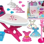 Set da stiro rosa con asse e grucce