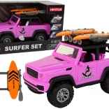 fuoristrada rosa 1:14 con set da surf e meccanismo a inerzia
