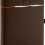 Agenda giornaliera Tomy 2026 marrone-rosso 15 x 21 cm