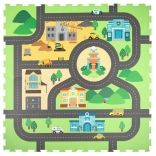 Tappeto educativo in schiuma 120 × 120 cm – strade cittadine, 4 pezzi HUMBI