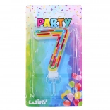 candela per torta party – numero 7, righe