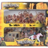 set western per bambini con indiani, carro e cavalli