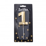 Candela per festa numero 1 oro