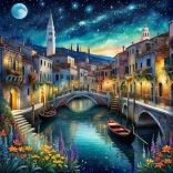 Pittura di diamanti Notte veneziana 30x40 cm