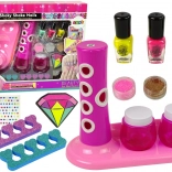 Kit per pitturare unghie con dispenser glitter e adesivi