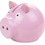 Vilac salvadanaio in legno a forma di maialino rosa