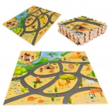 Tappeto puzzle da pavimento in schiuma safari 9 pezzi 93 × 93 cm