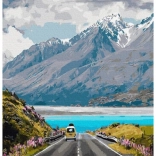 Pittura per numeri Percorso in Montagna 40x50 Tela + Colori + Pennelli