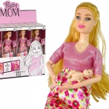 Bambola Incinta in Abito Rosa con Fiori