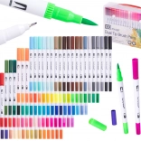Pennarelli bicolore e fineliner sottili in valigetta, 100 colori