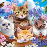 Puzzle 500 pezzi Gattini con fiori