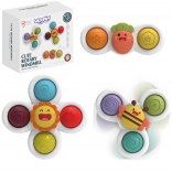 WOOPIE spinner sensoriali per bambini 3-in-1 con ventose – sole, ape e carota