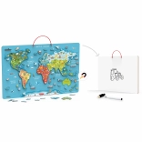 Viga lavagna educativa 2 in 1 con mappa magnetica del mondo Montessori