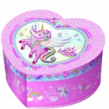 Scatola portagioie musicale a forma di cuore con unicorno