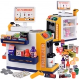 Negozio self-service per bambini con macchina da caffè e frigorifero – scanner, cassa e accessori