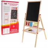 Lavagna per bambini in legno, doppia faccia 3+ magnetica e a gesso con accessori