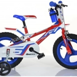 Bicicletta per bambini Dino rosso-blu-bianco 14 pollici