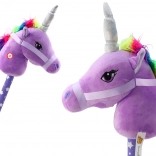 Testa di unicorno in peluche su bastone Hobby Horse suoni