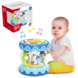 Woopie tamburo per bambini 3-in-1 con carillon e proiettore + rullo per imparare a gattonare