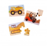 Puzzle 3-in-1 mezzi da costruzione di Bigjigs Toys