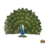 Figura in plastica pavone comune con cresta 12 cm