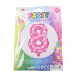 Palloncino gonfiabile numero 8 rosa con cuoricini