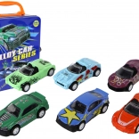 Set di automobiline in metallo con motore a frizione in valigetta di latta 1:64, 6 pz