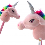 Cavallo a bastone unicorno rosa con suoni