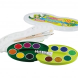 Acquerelli con tavolozza e pennelli per bambini