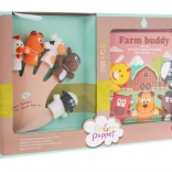 Set di 5 burattini da dito in gomma con libricino a tema fattoria, impermeabili, 3+