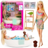 barbie relax – bagno con schiuma di confetti e vasca, bambola bionda e accessori