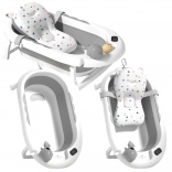 Vaschetta pieghevole per bambini con termometro e inserto morbido, grigio con stelline