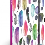 Taccuino a righe con motivo di piume 13 × 21 cm – Presco Group
