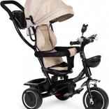 ECOTOYS Triciclo con tetto e barra di guida beige