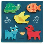 Puzzle in legno Djeco, Animali in blu