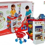 Mercato dei giocattoli con carrello Cassa fiscale Scanner Spesa alimentare