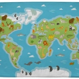 Tappeto per bambini mappa del mondo con animali 130 × 180 cm Achoka