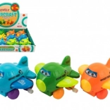 Aeroplanino a carica con occhi – ali battenti, plastica 8 cm, colori assortiti