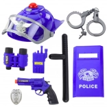 set della polizia per bambini – casco, pistola, manette e accessori, 9 pezzi