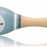 Maraca in legno blu con volpe