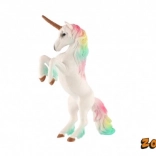 Unicorno bianco con criniera arcobaleno, figurina in plastica 18 cm