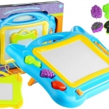 Grande lavagna magnetica da disegno 2 in 1 con timbrini e mini lavagnetta